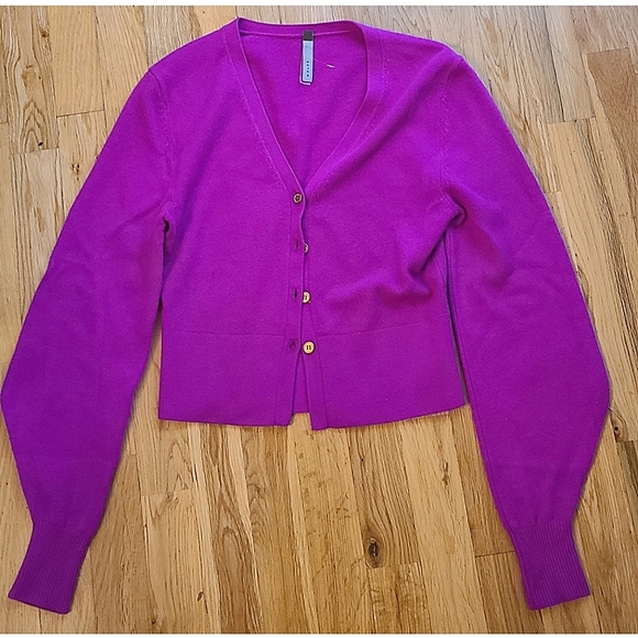 Soyer 100% Cashmere Fuschia Button Down Cardigan Size XS - Picture 1 of 7